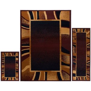 lot 5044 image: Home Dynamix Ariana Collection 7542-500 3-Piece Ultra Soft & Super Durable Area Rug Set, Brown