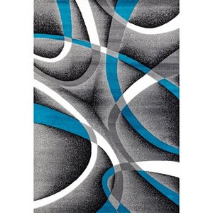 lot 5045 image: Persian Rugs 2305 Turquoise Modern Abstract Area Rug 4x5