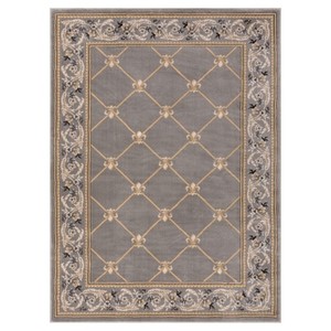lot 5077 image: Well Woven Timeless Fleur De Lis Transitional Lattice Trellis Grey 53 x 73 Area Rug