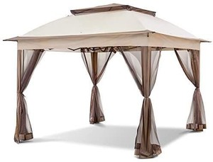 lot 5105 image: COOL Spot 11x11 Pop-Up Gazebo Tent Instant with Mosquito Netting Outdoor Gazebo Canopy Shelter with 121 Square Feet of Shade (Beige)