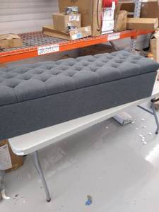 lot 5123 image: Noble House Furnishings. Storage Ottoman. Dark Gray 50 12 x 12 )