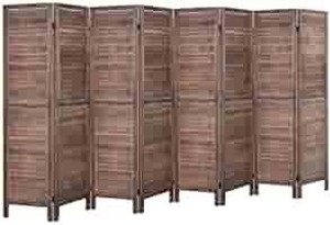 lot 5147 image: Rose Home Fashion RHF 8 Panel 5.6 Ft Tall Wood Room Divider, Wood Folding Room Divider Screens, Panel Divider&Room Dividers, Room Dividers and Folding Privacy Screens (8 Panel, Brown)
