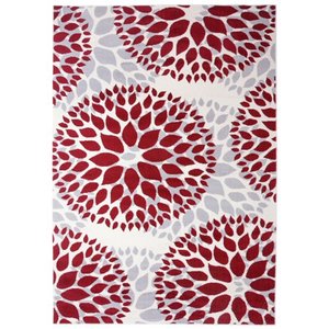 lot 5162 image: Modern Floral Design Red 31 x 5 Indoor Area Rug