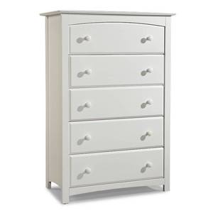 lot 5214 image: Storkcraft Kenton 5 Drawer Dresser - White
