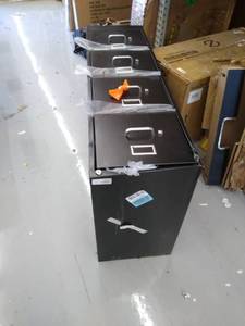 lot 5222 image: 4 drawer file cabinet. black ( damaged )