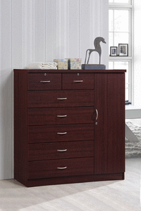 lot 5237 image: 7 Drawer Chest with 3 Shelves Mahogany - Hodedah