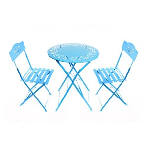 lot 5260 image: Alpine Corporation Floral 2-Piece Outdoor Patio Bistro Set, Blue