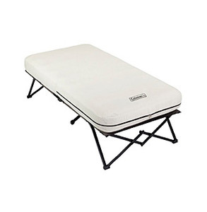 lot 5332 image: Coleman Queen Air Mattresswith Side Tables and 4D Battery Pump - Cream