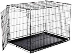 lot 5353 image: AmazonBasics Single-Door Folding Metal Dog Crate - Large (42x28x30 Inches)