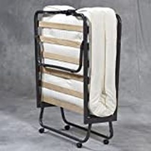 lot 5355 image: Linon Luxor Folding Rollaway Cot-Sized Bed with 4.5 Mattress, Memory Foam, Wood Slats