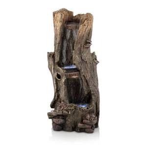 lot 3012 image: Alpine Corporation 3-Tier Tree Trunk Water Fountain with LED Lights