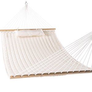 lot 3022 image: Lazy Daze Hammocks Double Quilted Fabric Swing with Pillow hammocks, 55, Natural