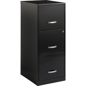 lot 3034 image: Lorell 3 Drawers Steel Vertical Lockable Filing Cabinet, Black