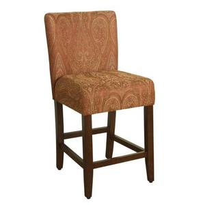 lot 7778 image: 24 Damask Upholstered Counter stool Red - HomePop