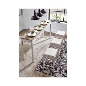 lot 7783 image: Signature Design by Ashley Skempton WhiteLight Brown Rectangular Dining Room Counter Table Set of 4