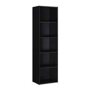 lot 7798 image: Hodedah HID25 BLACK Five Shelf Bookcase - Black