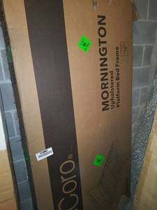 lot 7814 image: DECORO MORNINGTON PLATFORM UPHOLSTERED BED FRAME- QUEEN