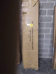 lot 7827 image: UPHOLSTERED PLATFORM BED- QUEEN