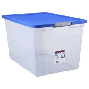 lot 7835 image: Homz 64 Quart Clear Latching Storage, Blue
