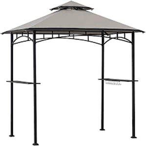lot 2999 image: Sunjoy A103002201 Shaftesbury 5 x 8 ft . Steel 2-Tier Grill Gazebo, Gray