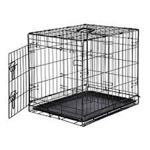 lot 3061 image: Amazonbasics Single-door Folding Metal Dog Crate, Black, 48-inch