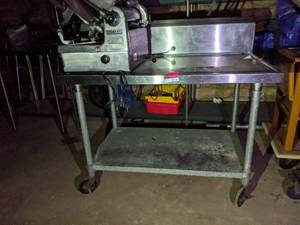lot 5133 image: Stainless Steel Prep Table On Casters