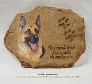lot 8015 image: Beautiful German Shepherd Plaque    #B5516 Limited Edition  Shepherd Leave Paw Prints on Our Hearts