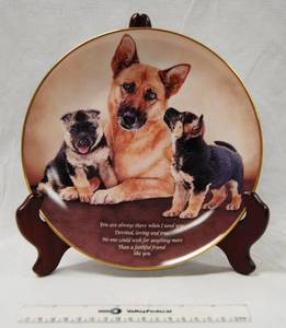 lot 2846 image: Beautiful Limited-Edition, German Shepherd Plate w Stand  Faithful Friend Plate # J1446    The Danbury Mint