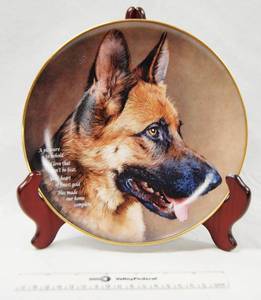lot 2847 image: Beautiful Limited-Edition, German Shepherd Plate w Stand  Heart of Gold  Plate # J1446    The Danbury Mint