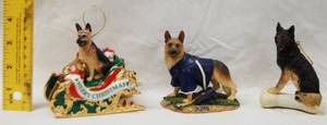 lot 2895 image: 2 German Shepherd Christmas Ornament and a Figurine (month - June)-The Danbury Mint Collection