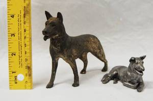 lot 2906 image: 2 Metal German Shepherd Figurines