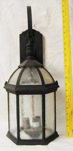 lot 2925 image: Very Nice, Outside Black w Glass Light fixture     (Matching Fixture&nbsp on Lot 2926 &amp 2927)