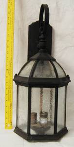 lot 2926 image: Very Nice, Outside Black w Glass Light fixture     (Matching Light in Lot 2925 &amp 2927)