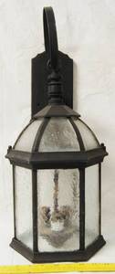 lot 2927 image: Very Nice, Outside Black w Glass Light fixture     (Matching lights in Lot 2925 &amp 2926)