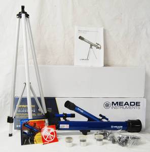lot 2929 image: Infinity 50 Refractor TELESCOPE  (Meade Infinity 50)  w Original Box and Instructions, Includes 3 Eyepieces  30x, 50x, 150x