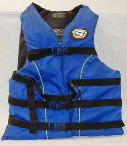 lot 2937 image: Blue Life Jacket - Adult Universal - Fits Chest 30-52 Inches - Weight Over 90 Ibs