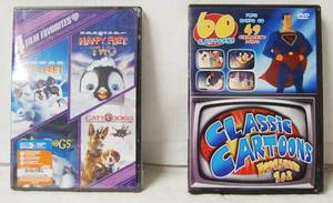 lot 2951 image: 2 DVDs  (1st DVD - Happy Feet 1 and 2, Cats and Dogs, etc.    --  2nd DVD - 60 Classic Cartoons and Children Songs)