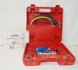 lot 2961 image: AC Manifold Gage Set,   R134A,  Model # 92649, w Instructions and Hard Case