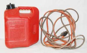 lot 2962 image: Gasoline Container 2 gallon, and Orange Electric Cord
