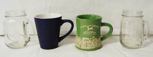 lot 2965 image: Lot of 2 Glasses and 2 Coffee Cups  One of the Coffee Cups Is A 3D JOHN DEERE  Its Very Cool
