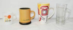 lot 2966 image: Lot of 3 Coffee Cups and a Glass Mug,   Collectible McDonalds Coffee Cup (oven proof) and Eddie Bauer Coffee Cup