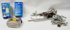 lot 4525 image: Lot of 2 Levition Smart Lock Pro - 15amp Outlets, (Color is Ivory), Tape Measure 16ft,  and a Lot of Screws, Nuts, Punches, Drill Key, etc.....