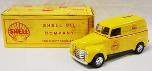 lot 4617 image: 1950 Chevy Panel Bank, Shell Oil Company, with Locking Coin Bank