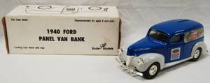 lot 4618 image: 1950 Chevy Panel Bank, Shell Oil Company, with Locking Coin Bank  (Die-Cast Metal)