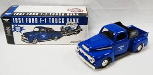 lot 4621 image: 1951 Ford F-1 Truck Bank, with Locking Coin Bank, w Key  (Die-Cast Metal)