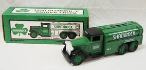 lot 4626 image: 1930 Diamond T Tanker Shamrock, with Lockable Coin Bank and Original Box