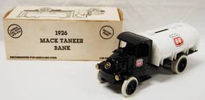 lot 4628 image: 1926 Mack Tanker Bank Truck, with Lockable Coin Bank, (Phillips 66)   Die Cast Metal             GREAT CHRISTMAS GIFT