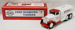 lot 4629 image: 1930 Diamond T Tanker Truck Humble, with Lockable Coin Bank, (Die Cast Metal)