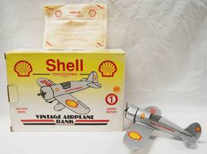 lot 4556 image: Limited Edition, SHELL Collector Series, Vintage Airplane Bank wOriginal Box