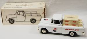 lot 4558 image: 1955 Pepsi Pickup Truck, w Locking Coin Bank with Key, (Die-Cast Metal)